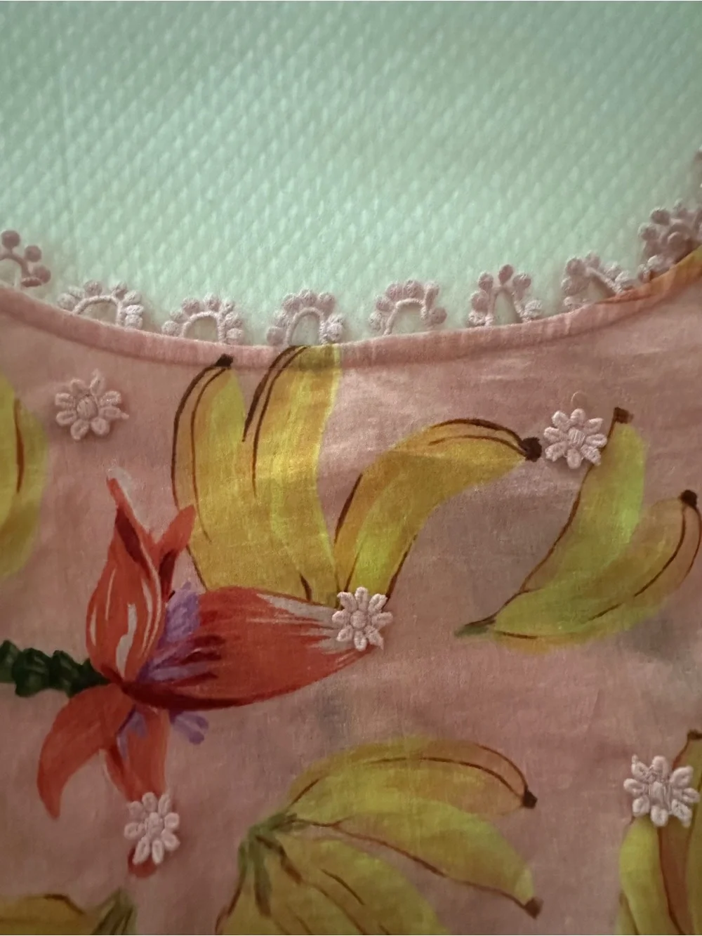 FARM Rio Pink & Yellow Banana Floral Puff-Sleeve Blouse